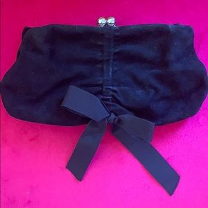 DKNY Suede clutch kiss lock closure